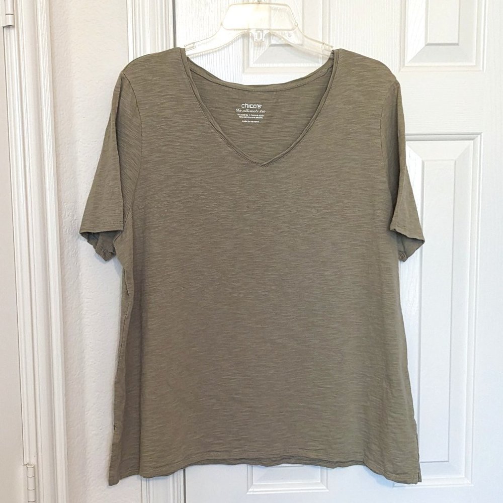 Chico's Short Sleeve Sage Green Tee, Women's XL